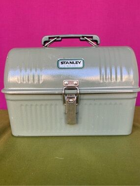 Stanley Olive Green Metal Lunch Carrier with Silver Hardware